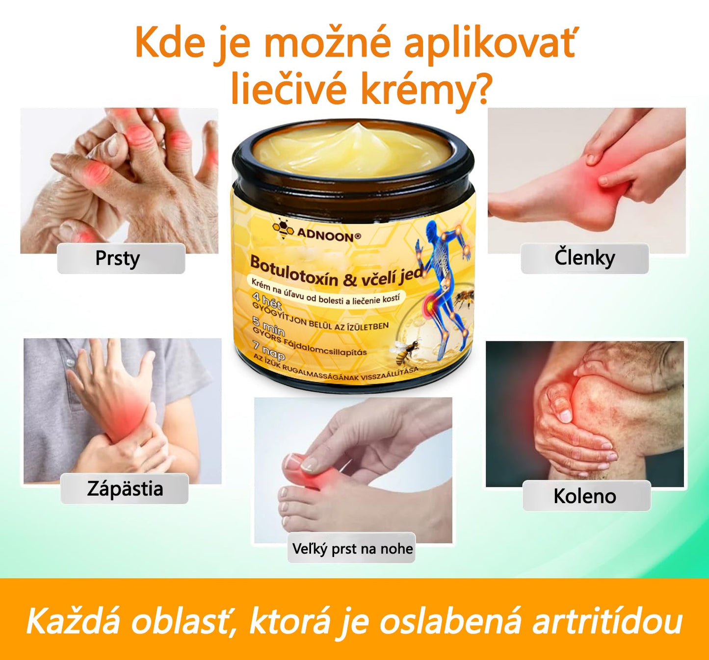 ADNOON® Krém na hojenie kostí s botulotoxínom a včelím jedom ⭐👨⚕️Schválené Slovenskou spoločnosťou ortopedie a traumatológie (SOTS)