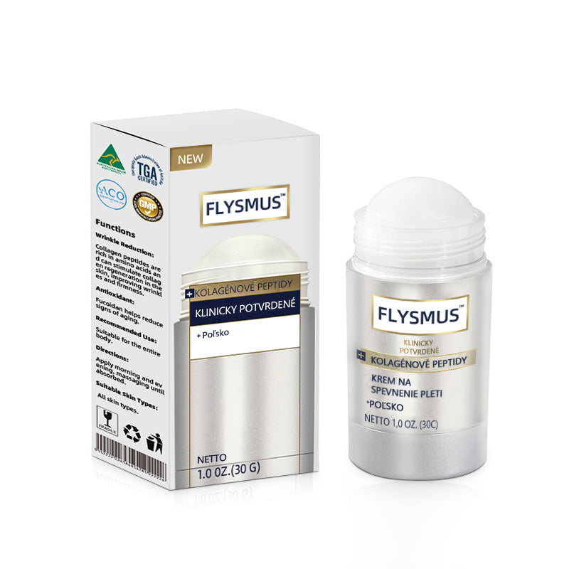 Flysmus™ Kolagénové peptidy SPEVŇUJÚCE SÉRUM v tyčinke 🇸🇰 Certifikované Slovenským ústavom hygieny (SÚH) a Slovenskou dermatologickou spoločnosťou (SDS), zaručujúce najvyššiu kvalitu a bezpečnosť pre vašu pleť.